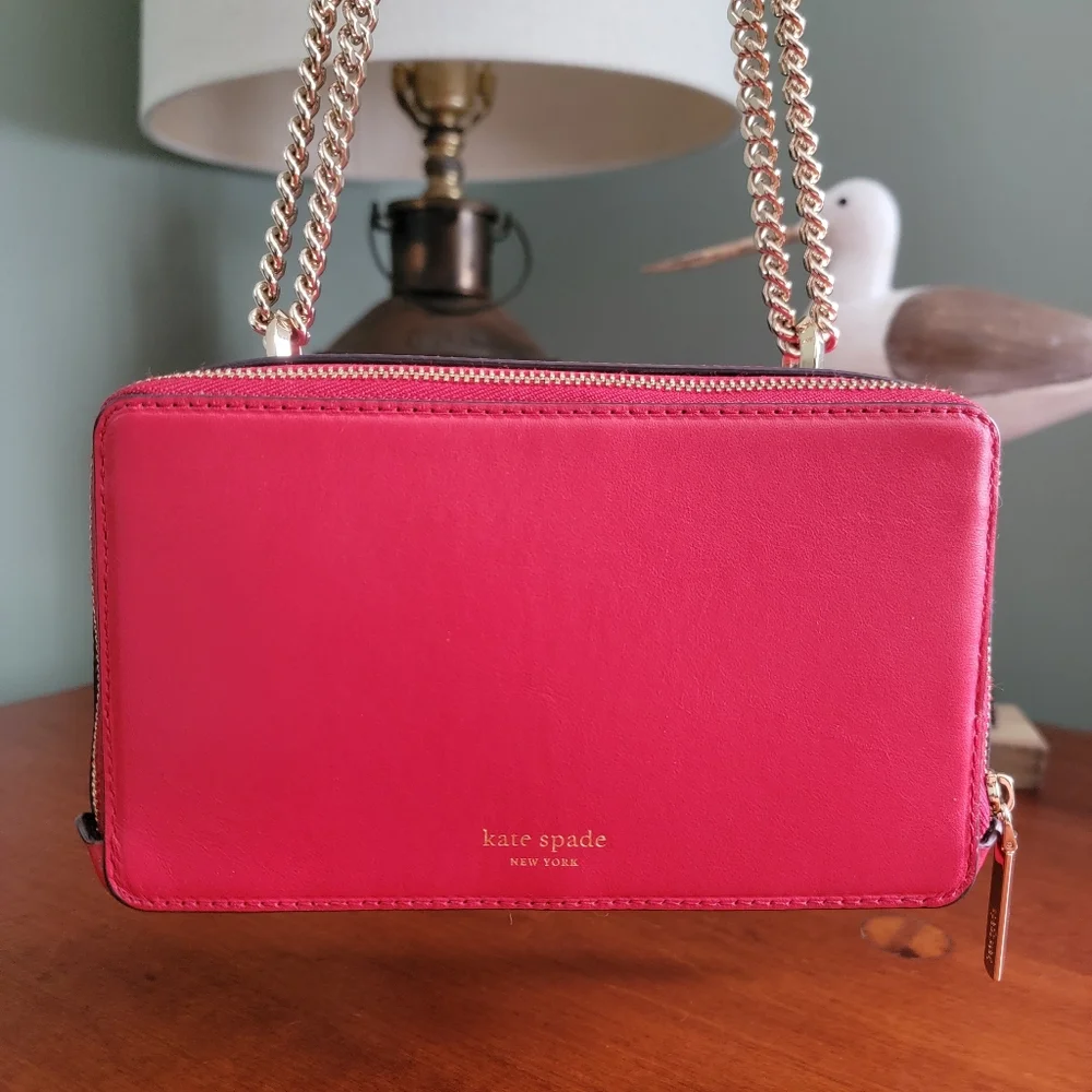Kate Spade Izzy Red Italian Leather Chain Crossbody Bag